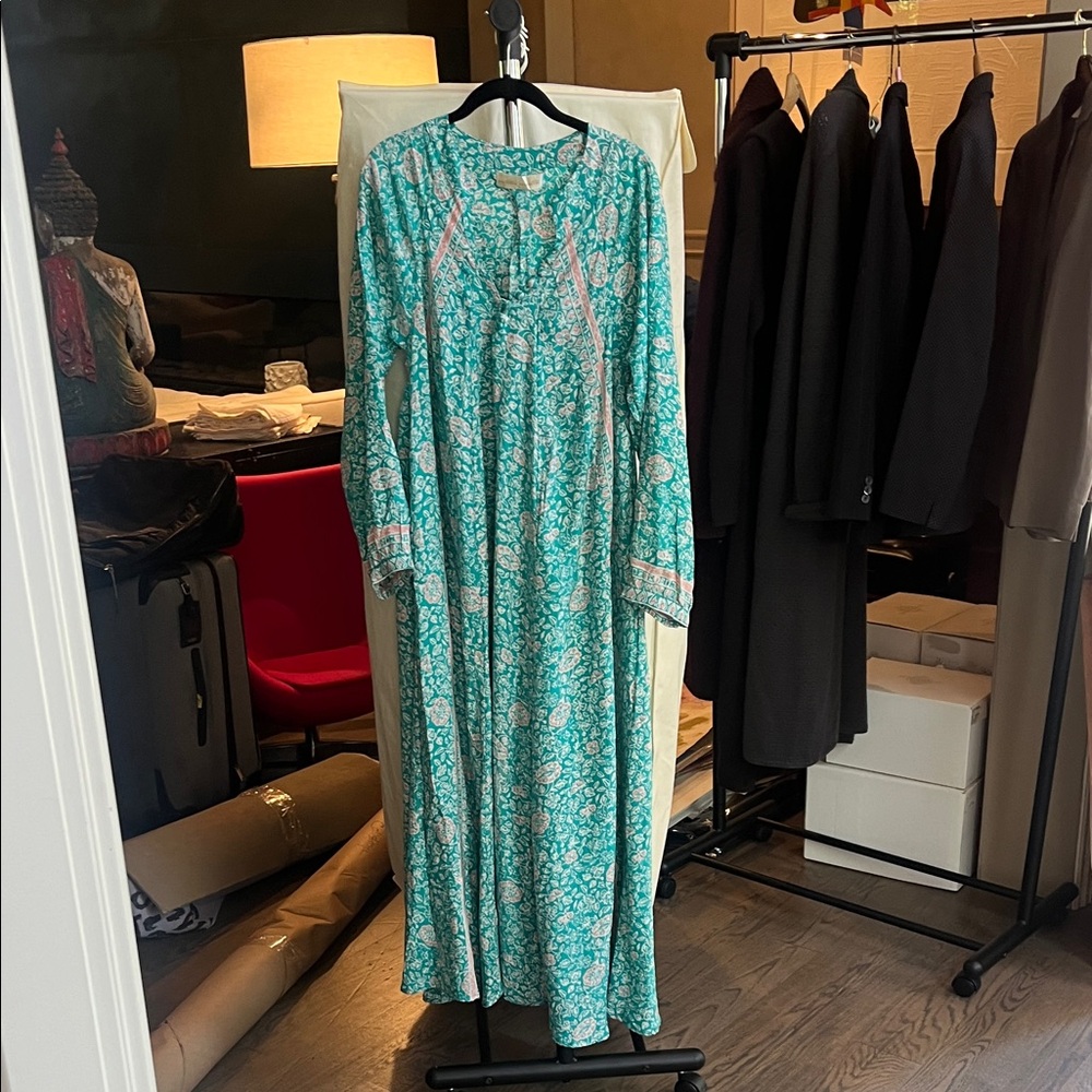 Natalie Martin Teal Floral Long Sleeve Dress